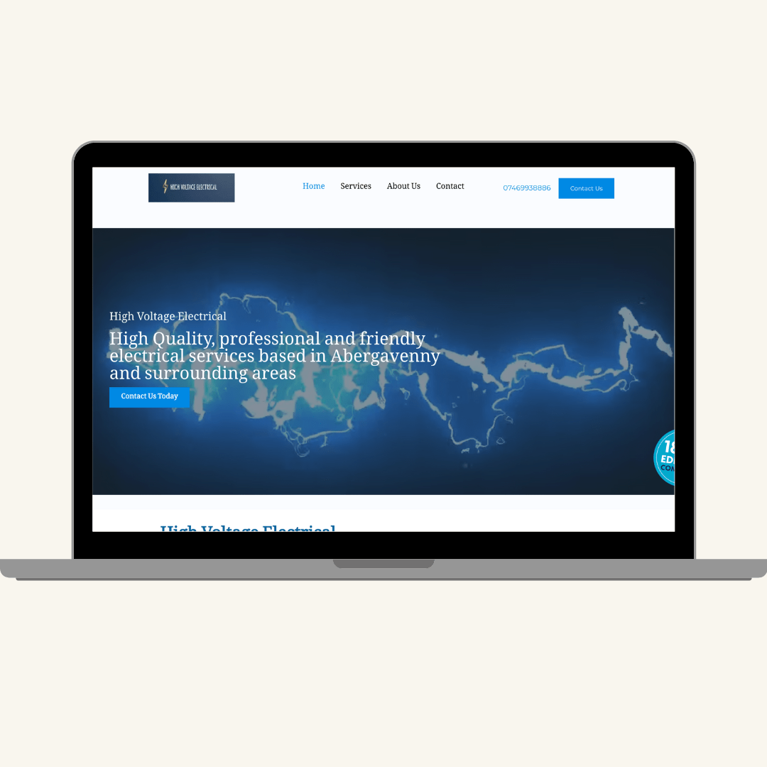 Screenshot of a high voltage electrical company's homepage built by MardenDigital