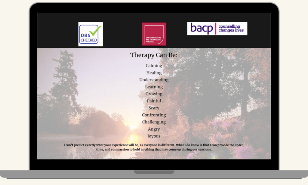 Screenshot of the Gemma B Therapy homepage with the 'Therapy Can Be' section, built by MardenDigital